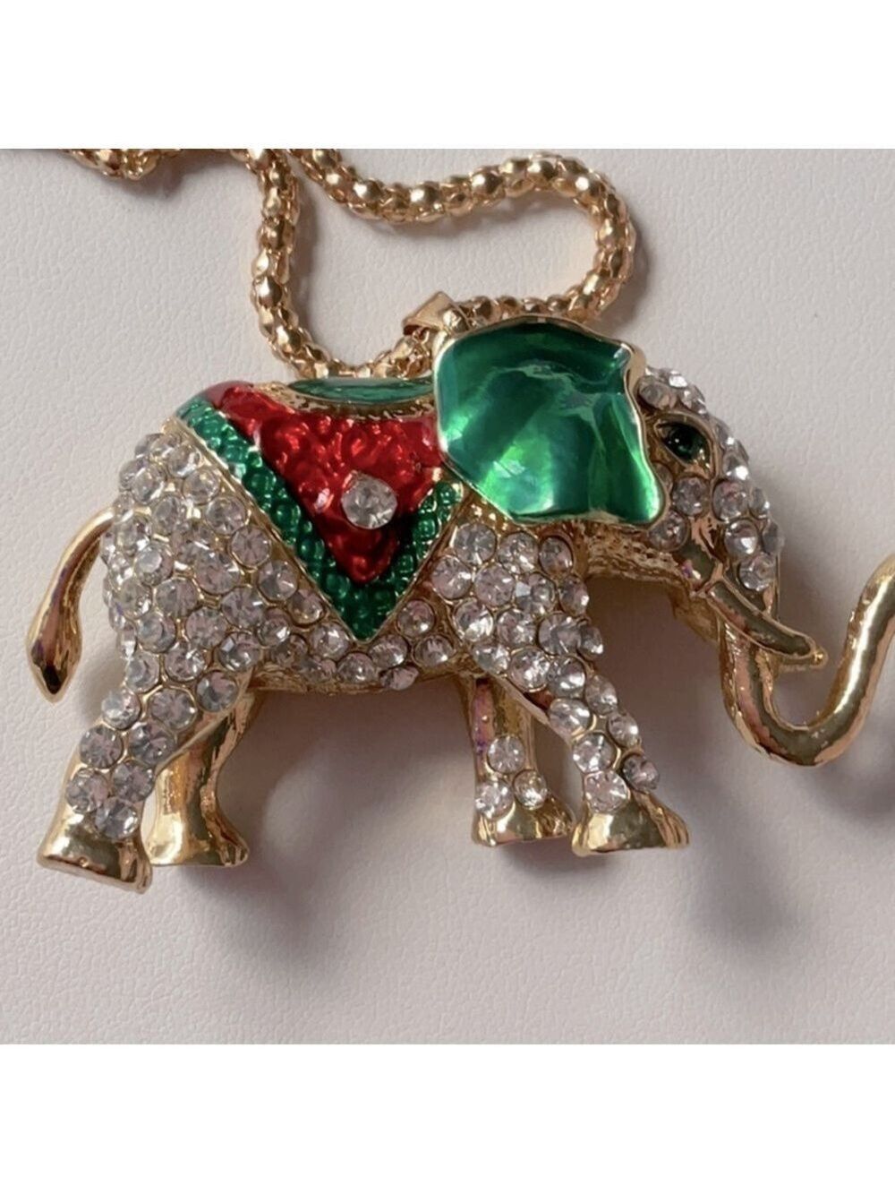 Betsey Johnson Gold Alloy Elephant Necklace Rhinestone